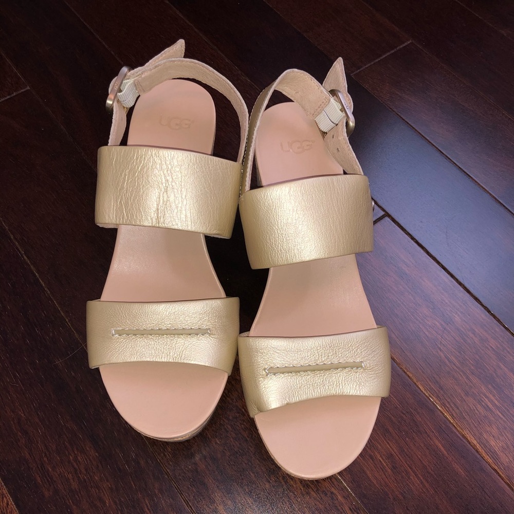 UGG Elena II Gold Wedge Sandal